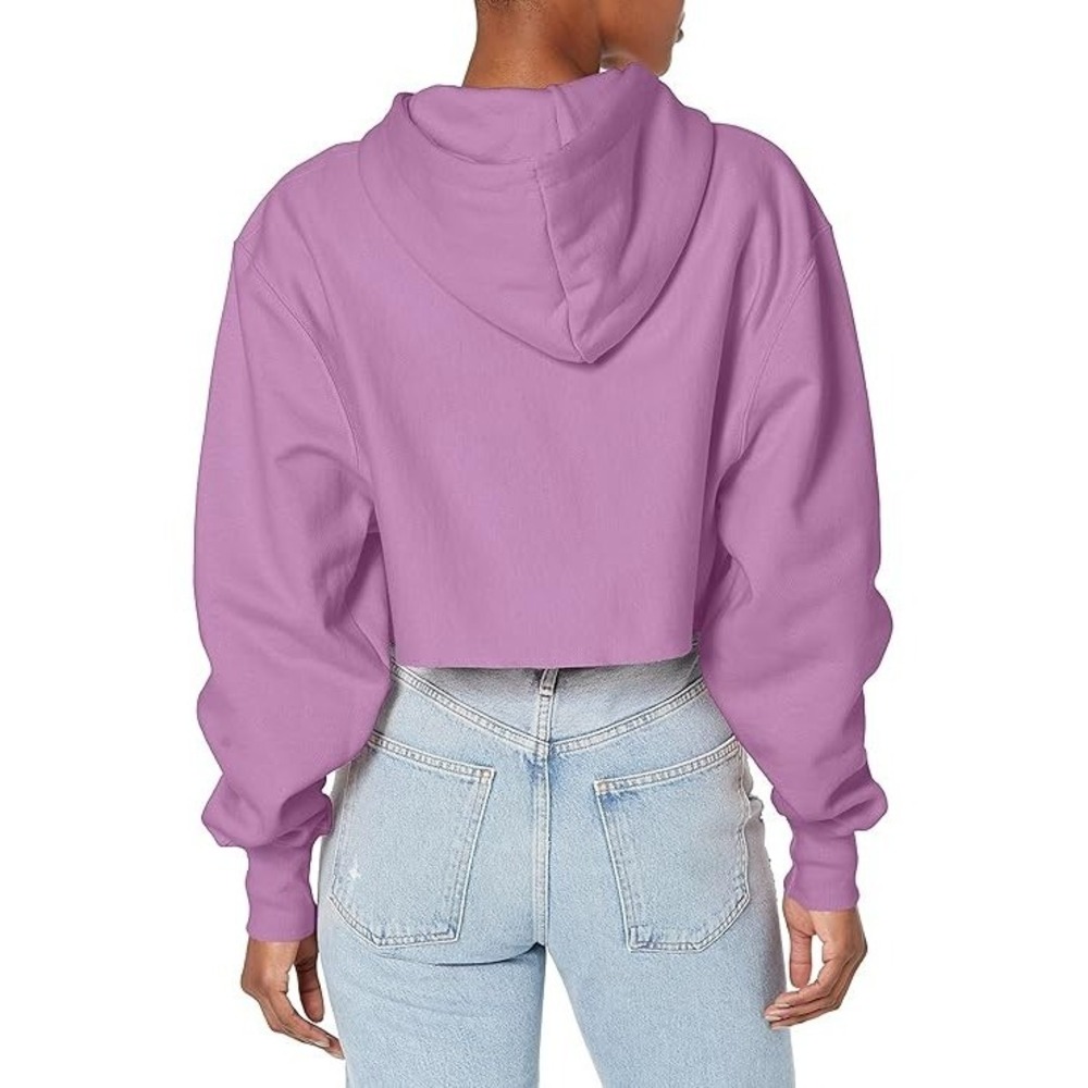NWT Champion Reverse Weave Cropped Cut Off Hoodie Sweatshirt Purple XS Oversized - Picture 5 of 10